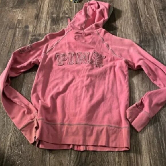 Vintage PINK Hooded Zip-Up Sweatshirt 20 plus years old in great condition - Picture 4 of 5
